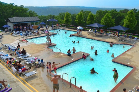 One of four outdoor pools at Saw Creek Estates. The Poconos 5-star, four seasons recreational community.