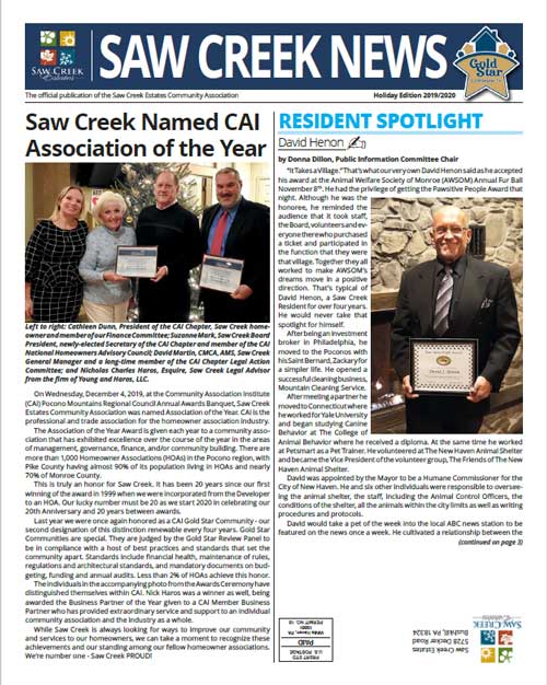 Saw Creek Newsletter – Holiday Issue 2019-2020