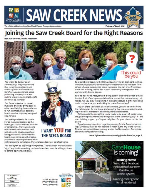 Saw Creek Newsletter – FEBRUARY-MARCH 2021