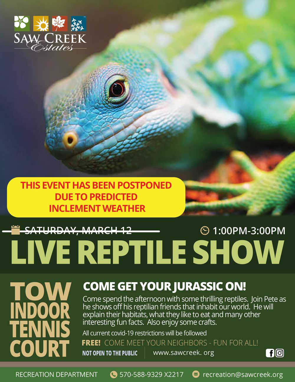 Live Reptile Show Saw Creek Estates