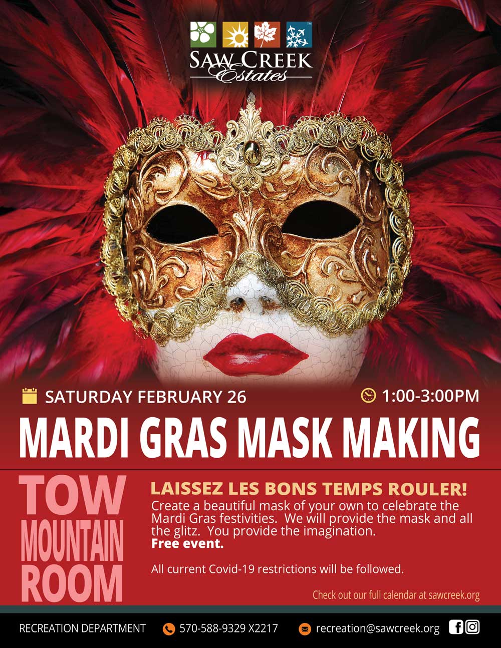 Mardi Gras Mask Making - Saw Creek Estates