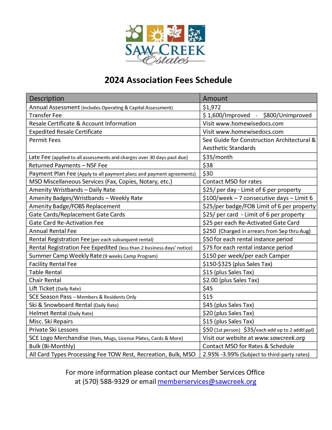 2024_Association_Fee_Schedule Saw Creek Estates