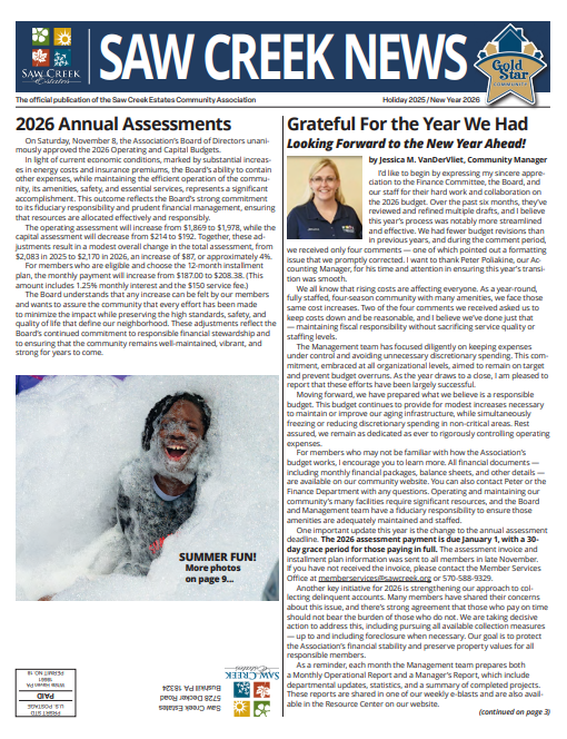 Saw Creek Newsletter – Holiday 2025